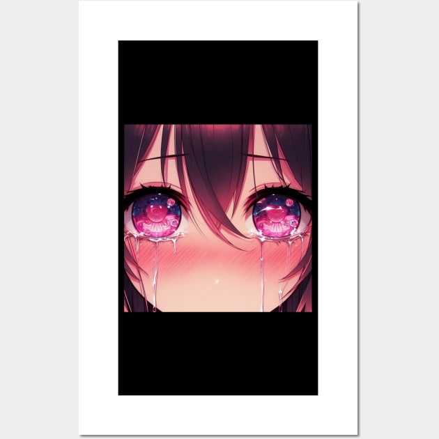 Anime Eyes - Sad Girl Pink Wall Art by AnimeVision